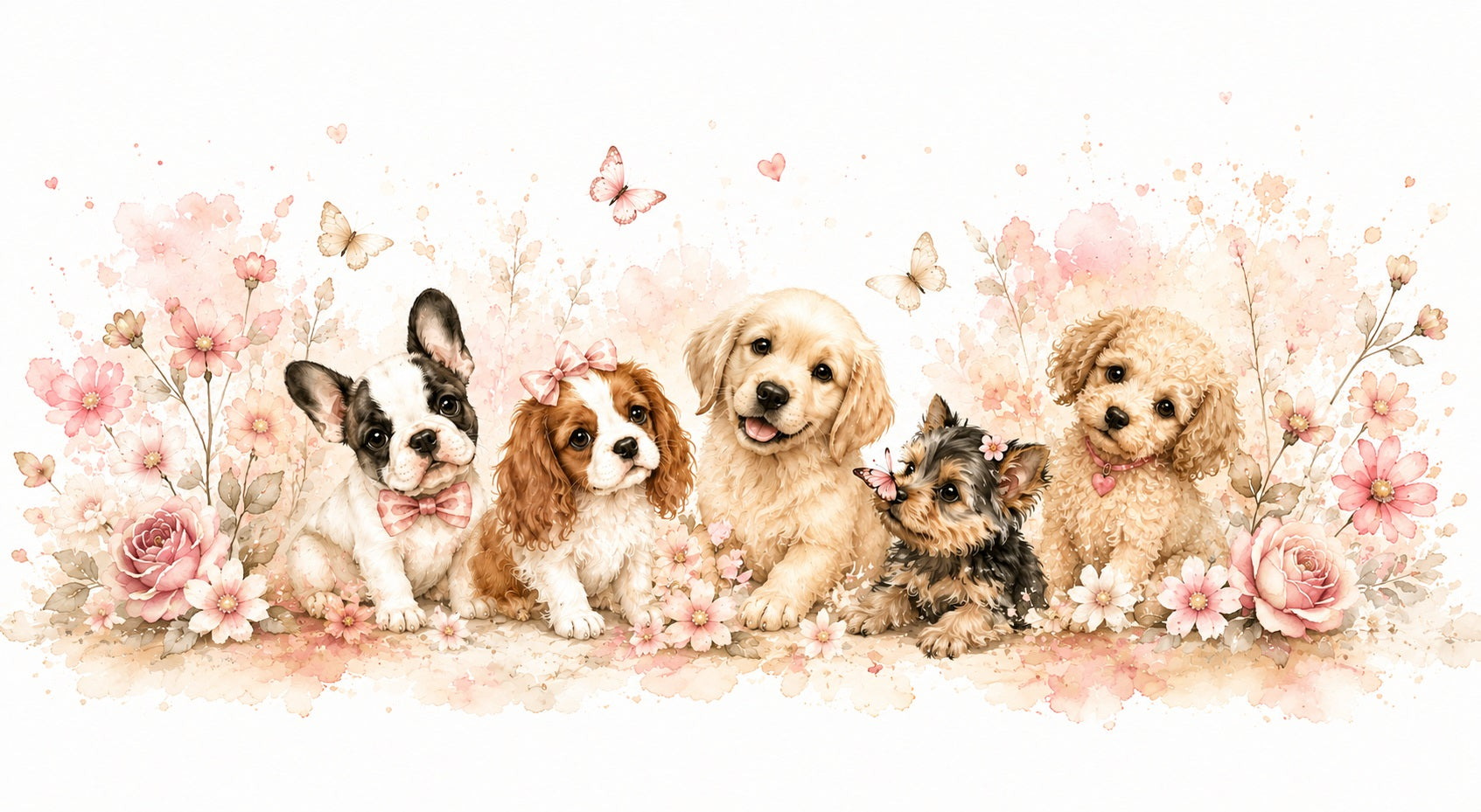 Colección Puppies Kiranoa – ilustraciones de cachorros en acuarela