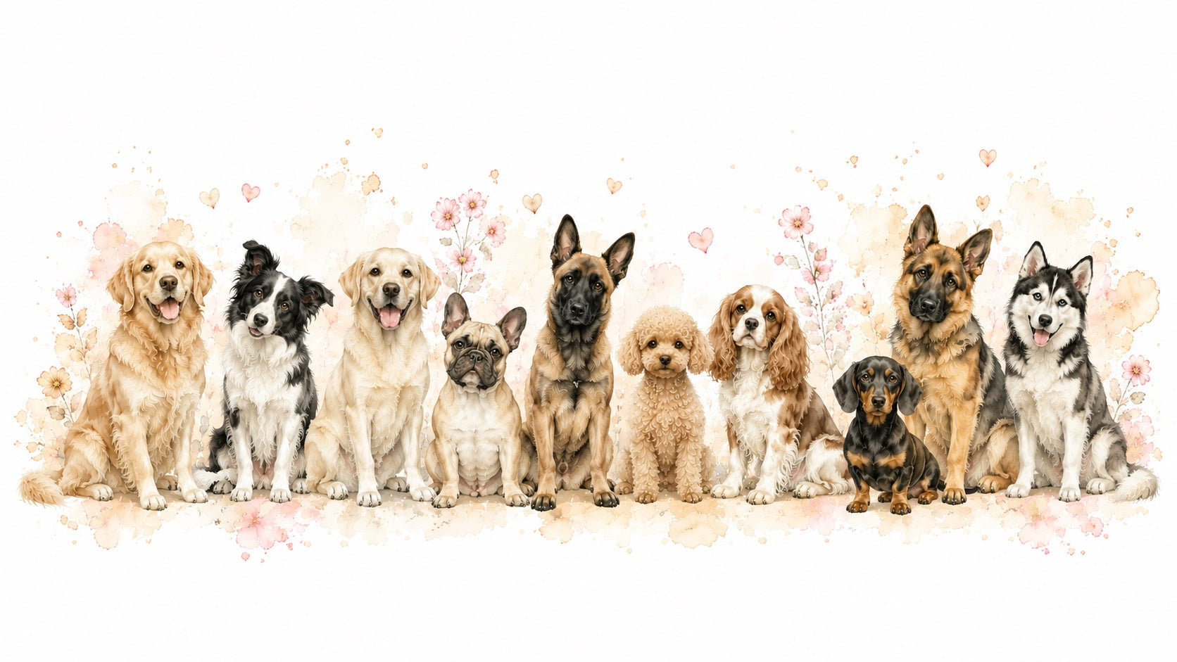 Colección Razas Ilustradas Kiranoa – tazas con ilustraciones de perros en acuarela