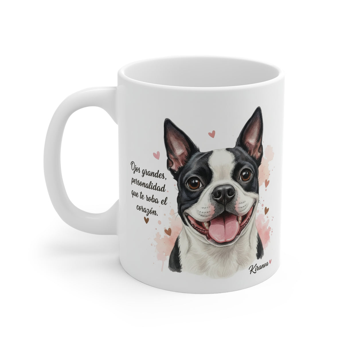 Taza cerámica Boston Terrier con diseño impreso en ambas caras – vista trasera