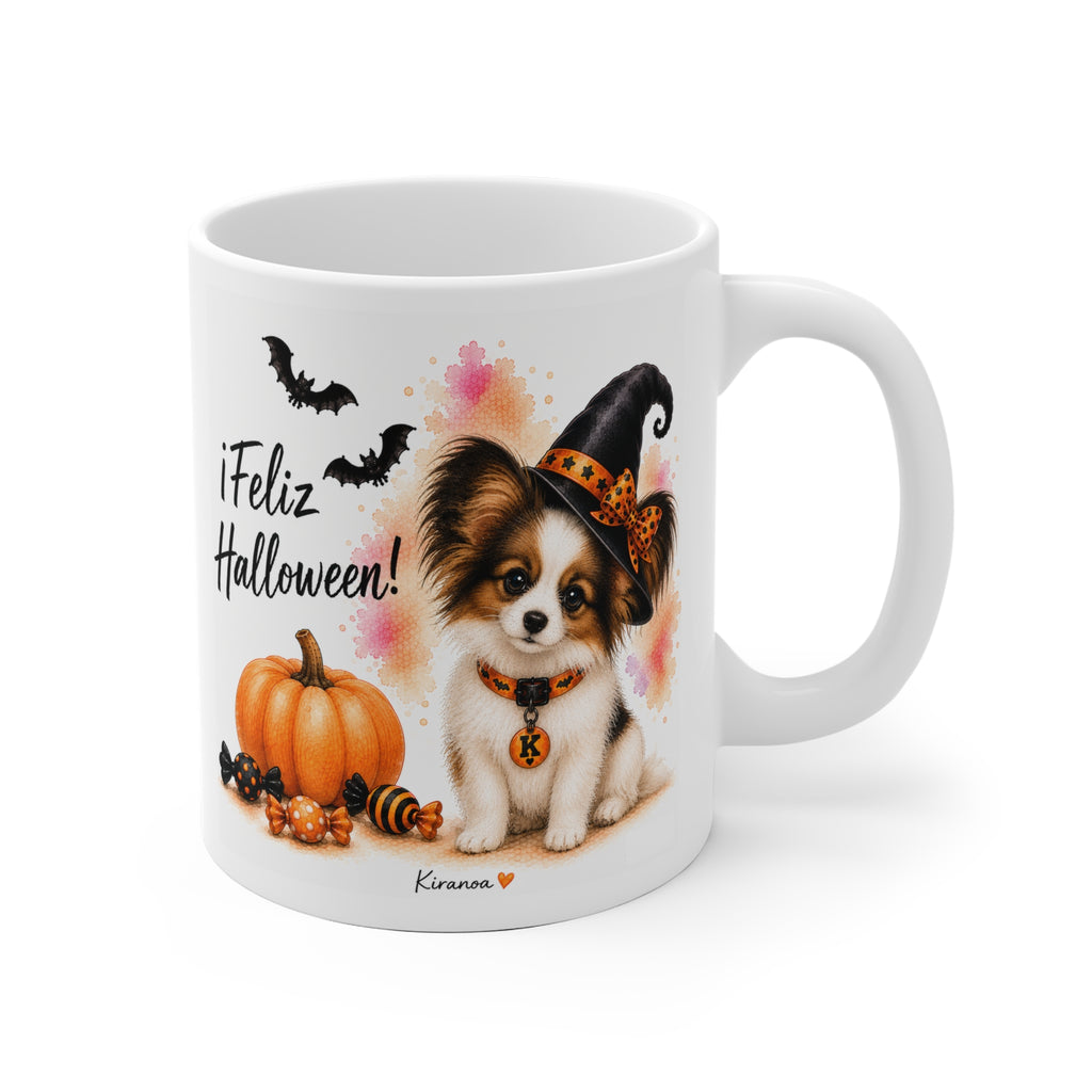 Taza cerámica Papillón Halloween con ilustración terrorífica vista frontal Kiranoa