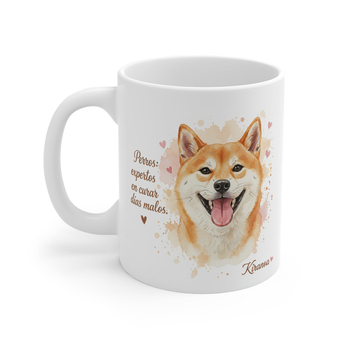 Taza cerámica Shiba Inu con diseño impreso en ambas caras – vista trasera