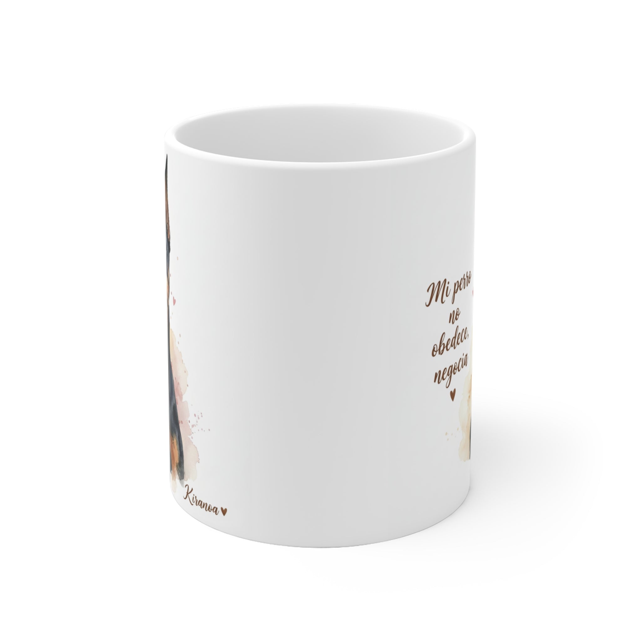 Taza Dóberman vista lateral — cerámica 325 ml — Kiranoa