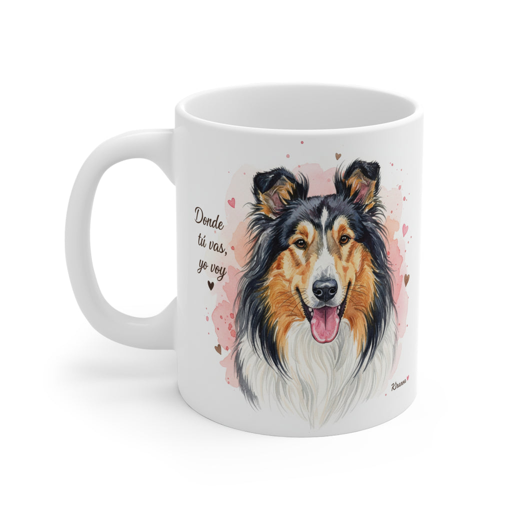 Taza cerámica Collie con diseño impreso en ambas caras – vista trasera