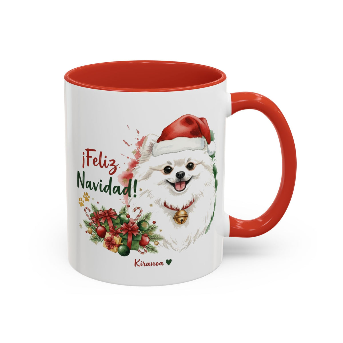 Taza Navideña Pomerania Blanco | ¡Feliz Navidad!