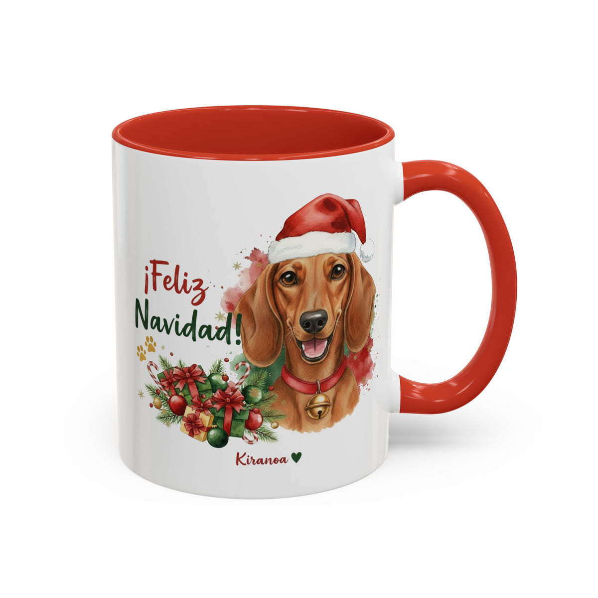 Taza Navideña Teckel Rojo | ¡Feliz Navidad!