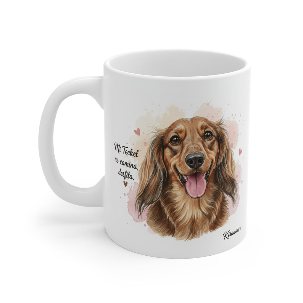 Taza cerámica Dachshund con diseño impreso en ambas caras – vista trasera