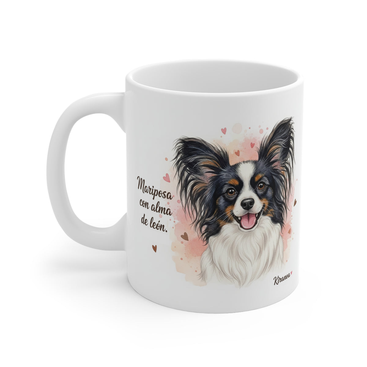 Taza cerámica Epagneul Papillón con diseño impreso en ambas caras – vista trasera