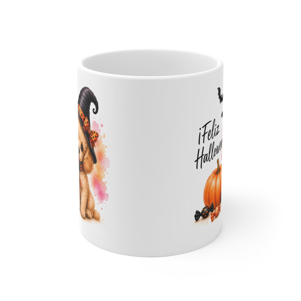 Taza cerámica Caniche 325 ml edición Halloween vista lateral Kiranoa
