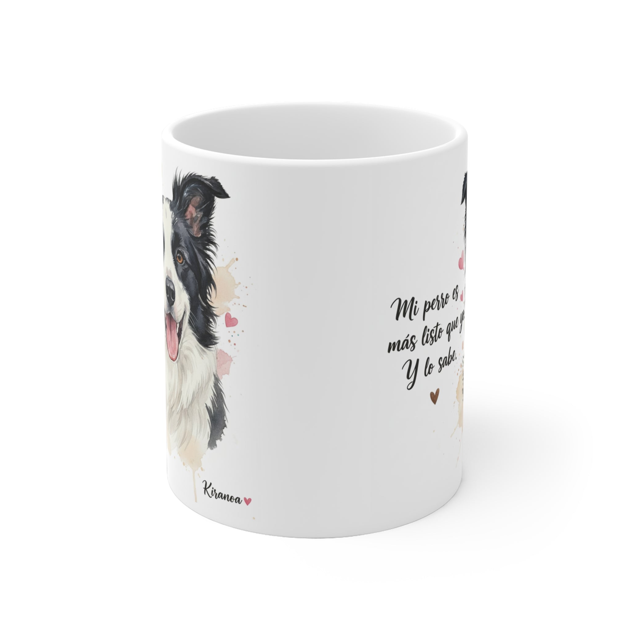 Taza Border Collie lateral — cerámica 325 ml — Kiranoa