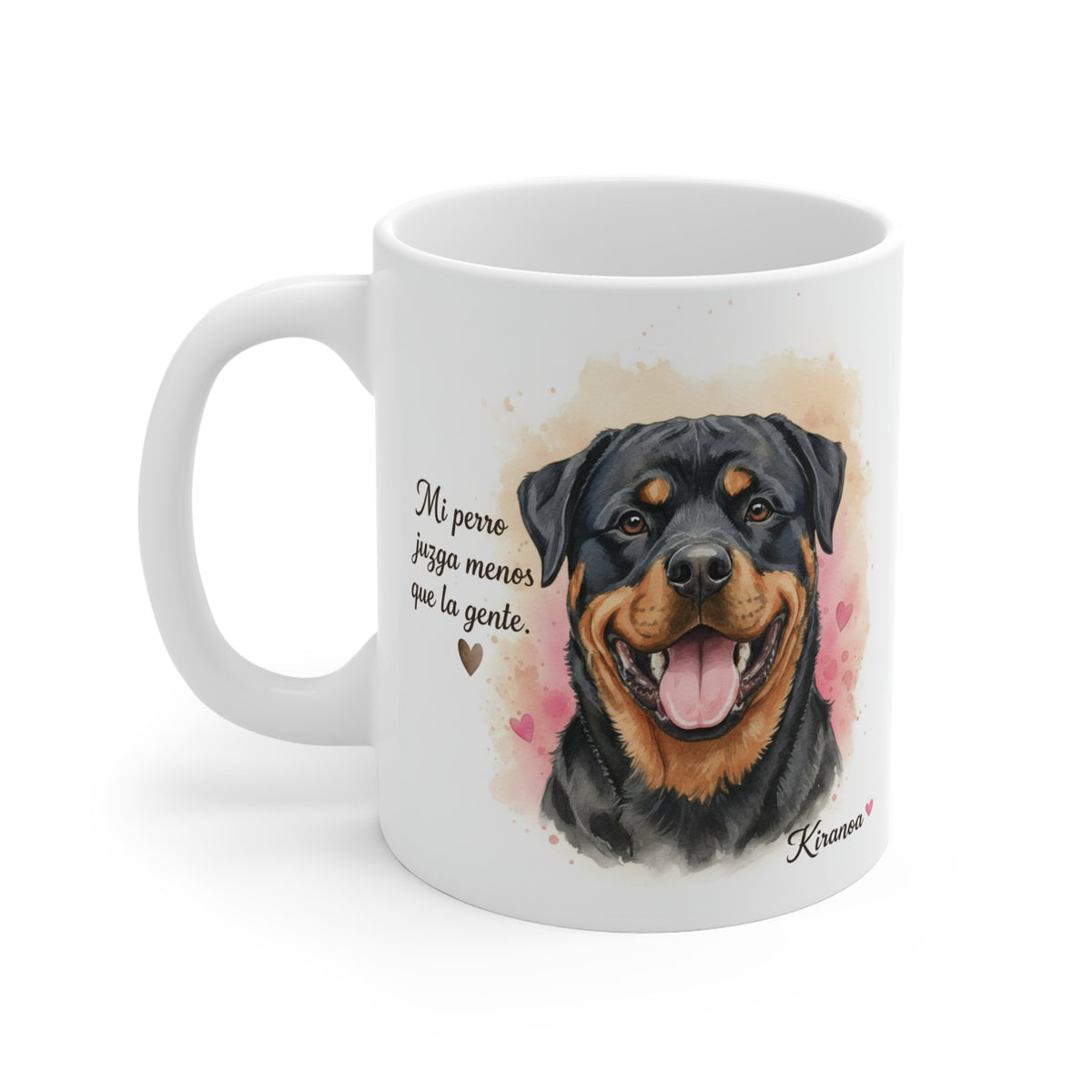 Taza cerámica Rottweiler con diseño impreso en ambas caras – vista trasera