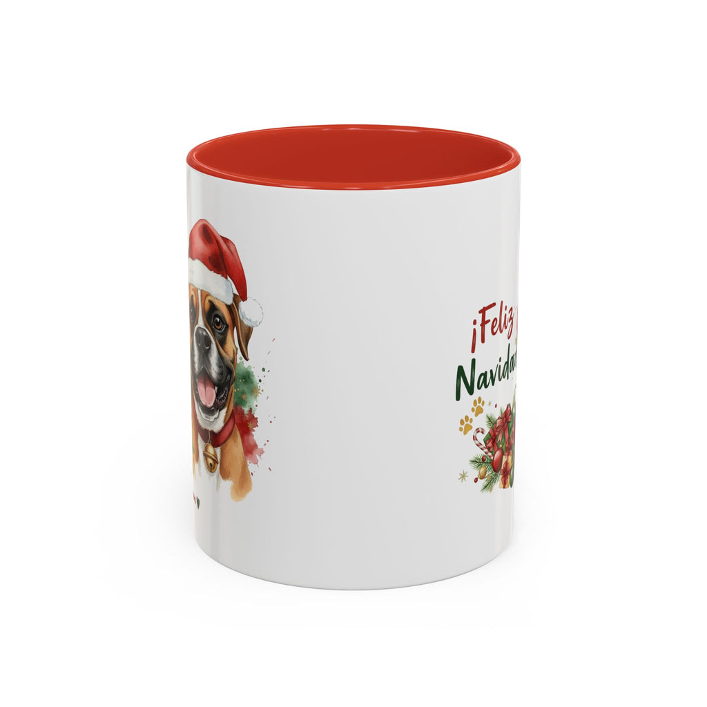 Taza Navideña Boxer con diseño navideño impreso vista lateral Kiranoa