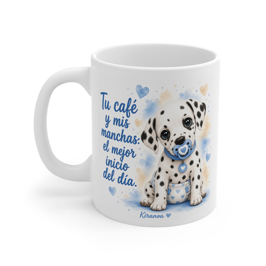 Taza cerámica Dálmata Blue con diseño impreso en ambas caras – vista trasera