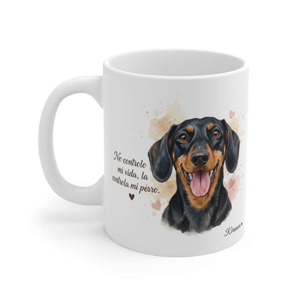 Taza Dachshund cara trasera — diseño impreso en ambas caras — Kiranoa