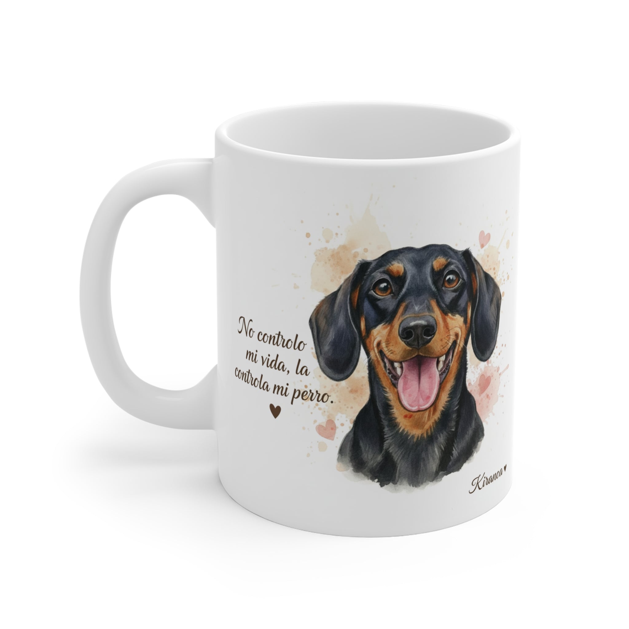 Taza Dachshund cara trasera — diseño impreso en ambas caras — Kiranoa
