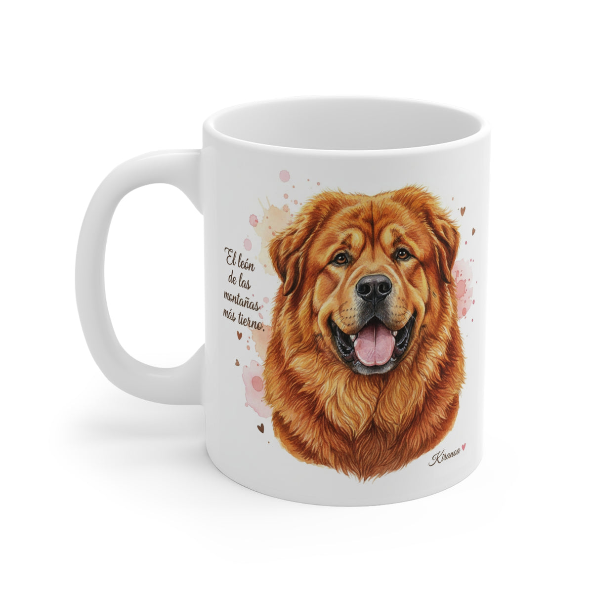 Taza cerámica Mastín del Tíbet con diseño impreso en ambas caras – vista trasera