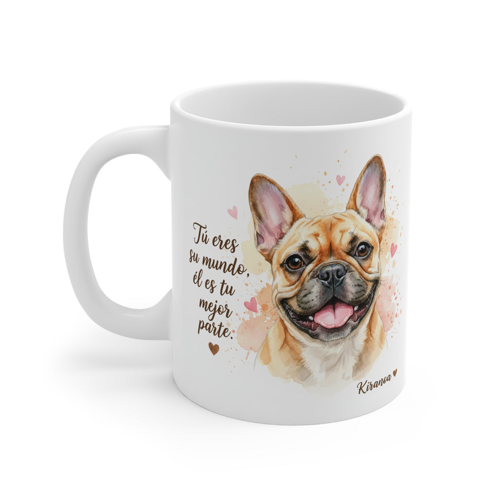 Taza cerámica Bulldog Francés con diseño impreso en ambas caras – vista trasera