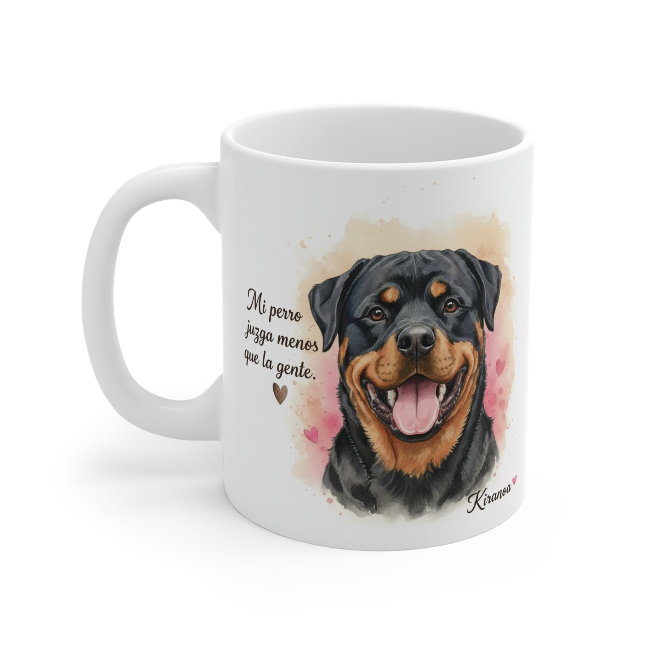 Taza cerámica Rottweiler con diseño impreso en ambas caras – vista trasera