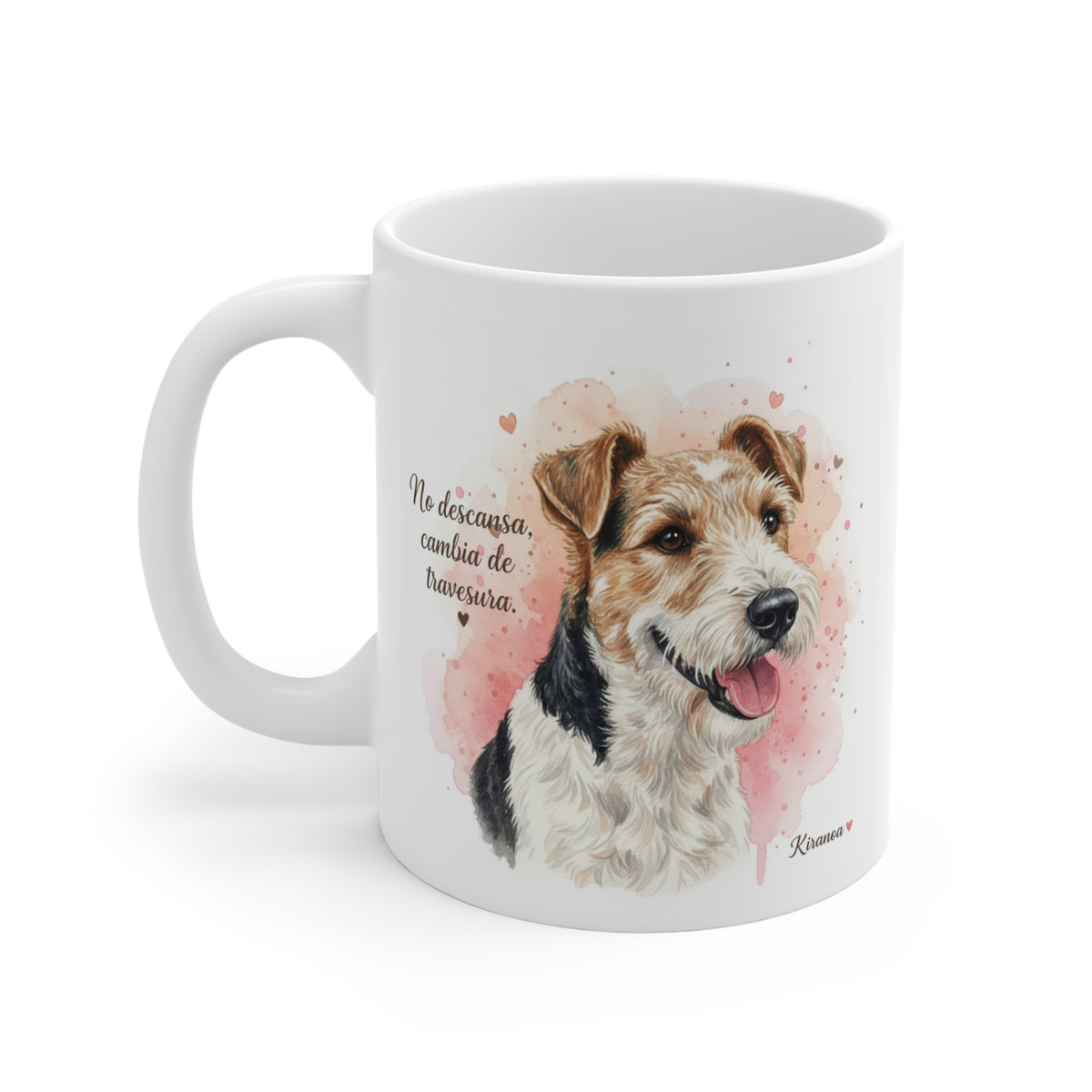 Taza cerámica Fox Terrier con diseño impreso en ambas caras – vista trasera