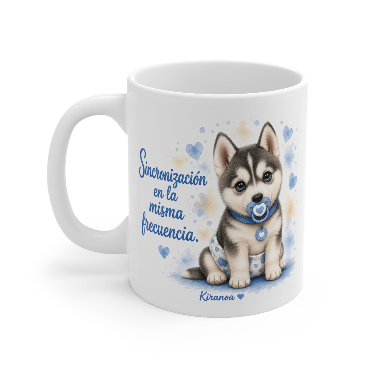 Taza cerámica Husky Siberiano Blue con diseño impreso en ambas caras – vista trasera