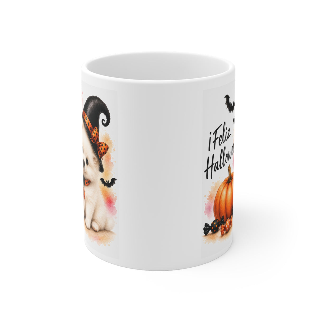 Taza cerámica Pomerania 325 ml edición Halloween vista lateral Kiranoa