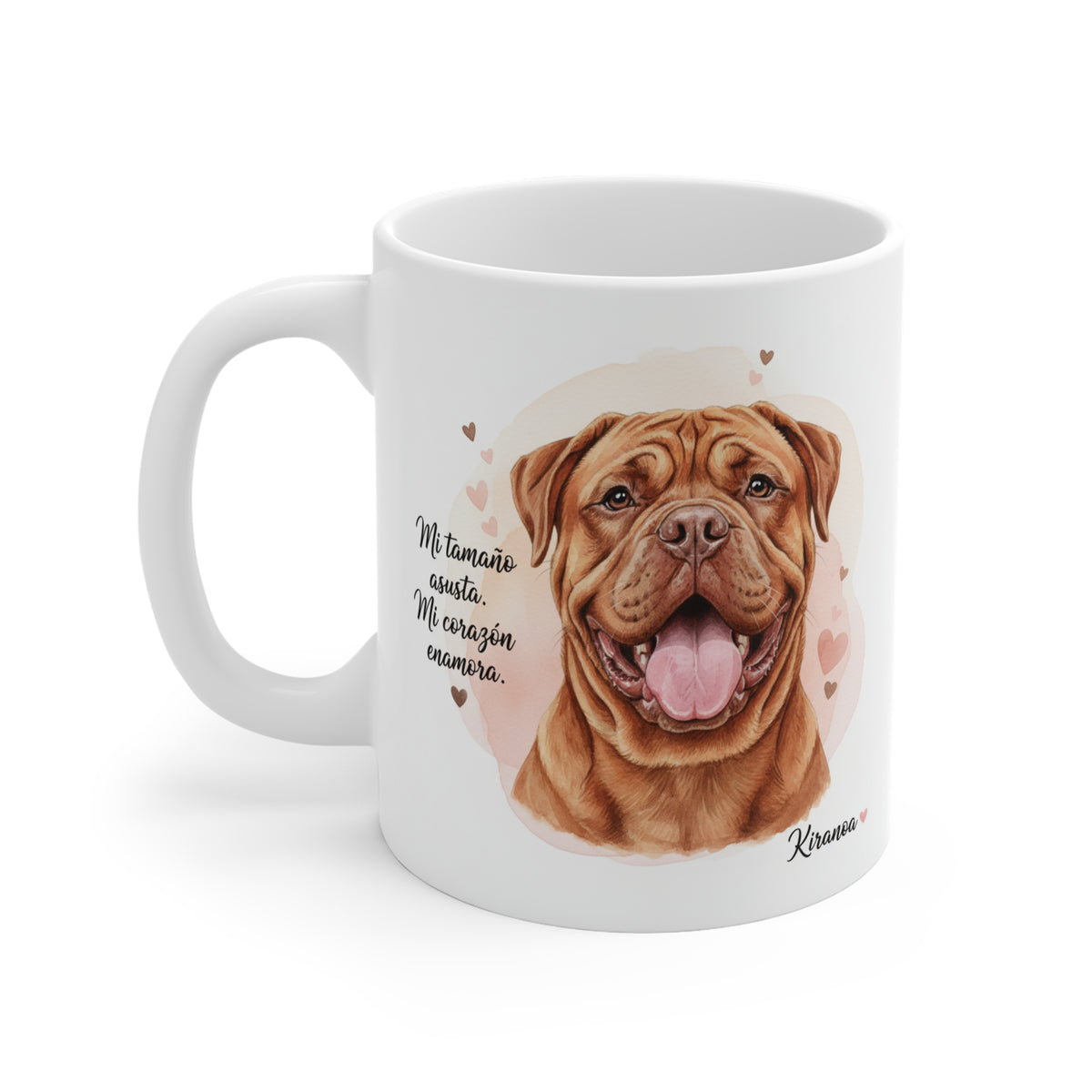 Taza cerámica Dogo de Burdeos con diseño impreso en ambas caras – vista trasera