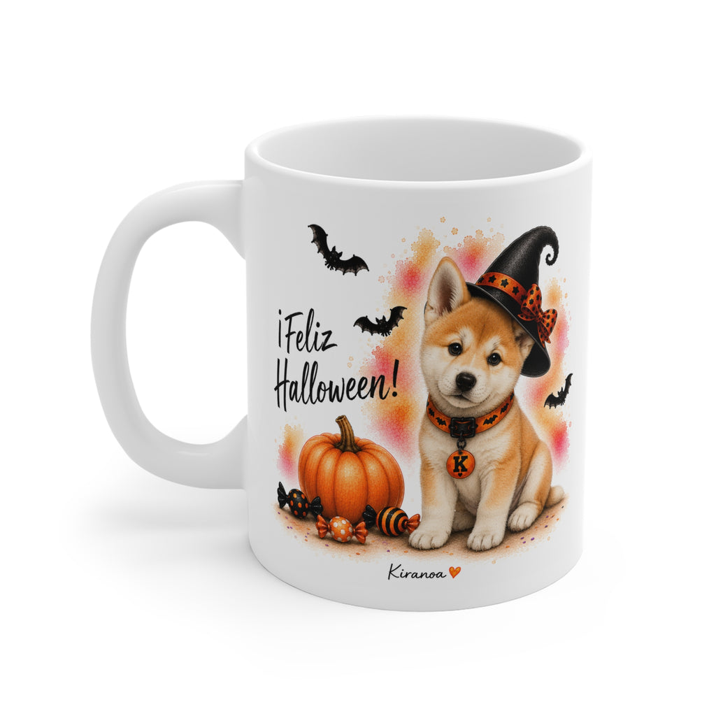 Taza cerámica Akita Halloween con diseño impreso en ambas caras – vista trasera