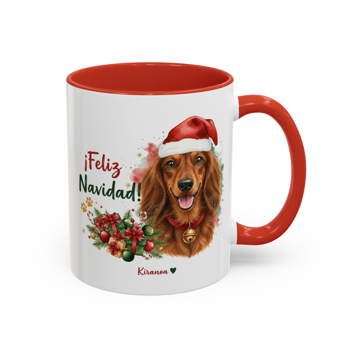 Taza Navideña Perro Salchicha Pelo Largo | ¡Feliz Navidad!