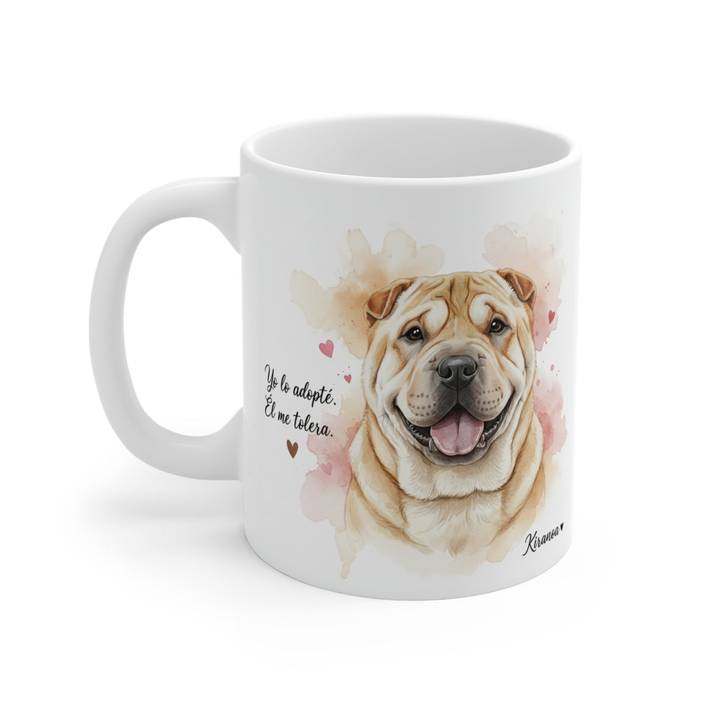 Taza cerámica Shar Pei con diseño impreso en ambas caras – vista trasera