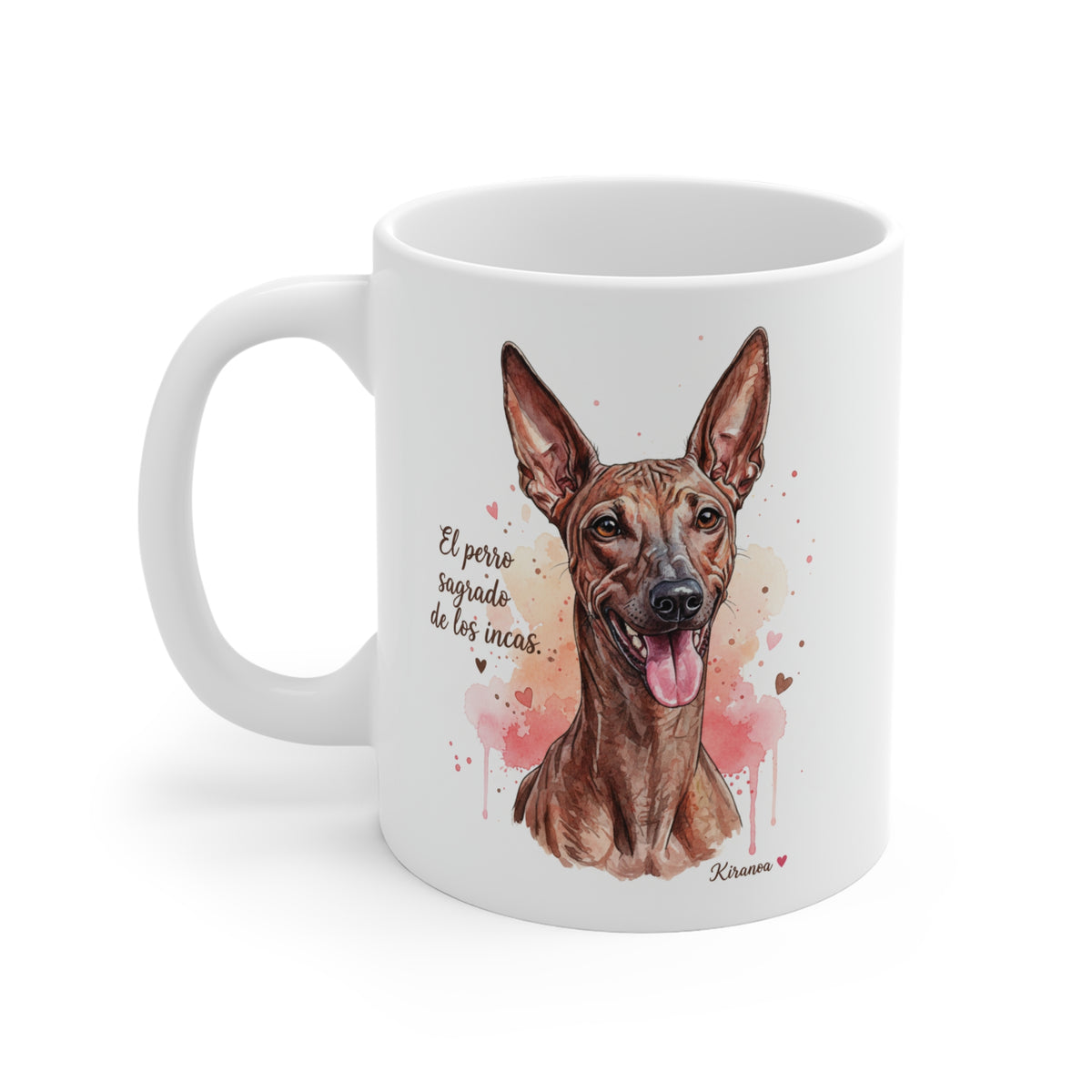 Taza cerámica Perro Sin Pelo del Perú con diseño impreso en ambas caras – vista trasera