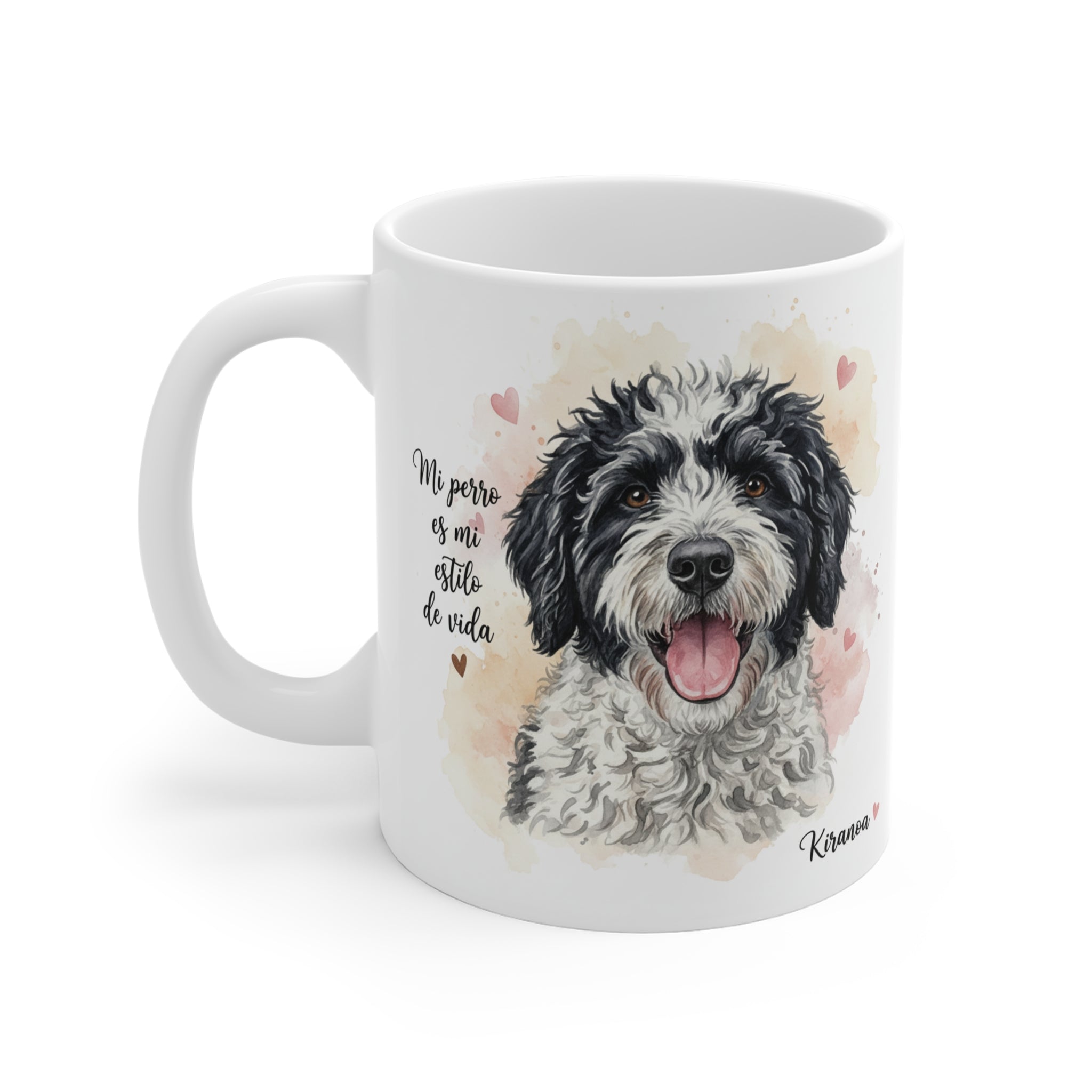 Reverso de la taza Perro de Agua Español con diseño impreso en ambas caras – Kiranoa