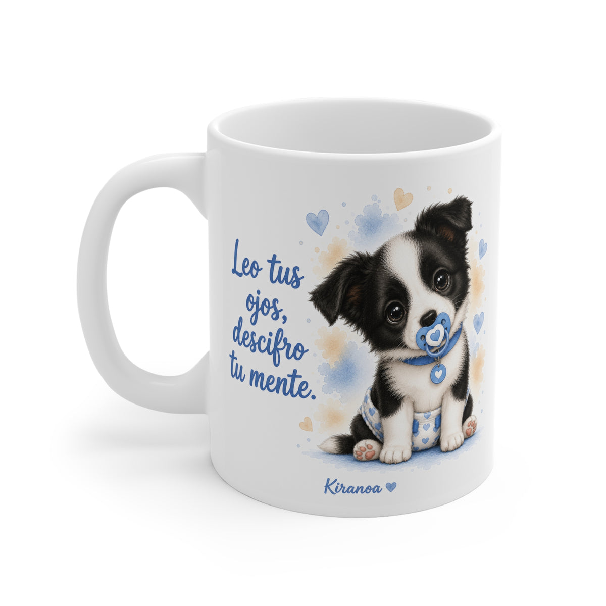 Taza cerámica Border Collie Blue con diseño impreso en ambas caras – vista trasera