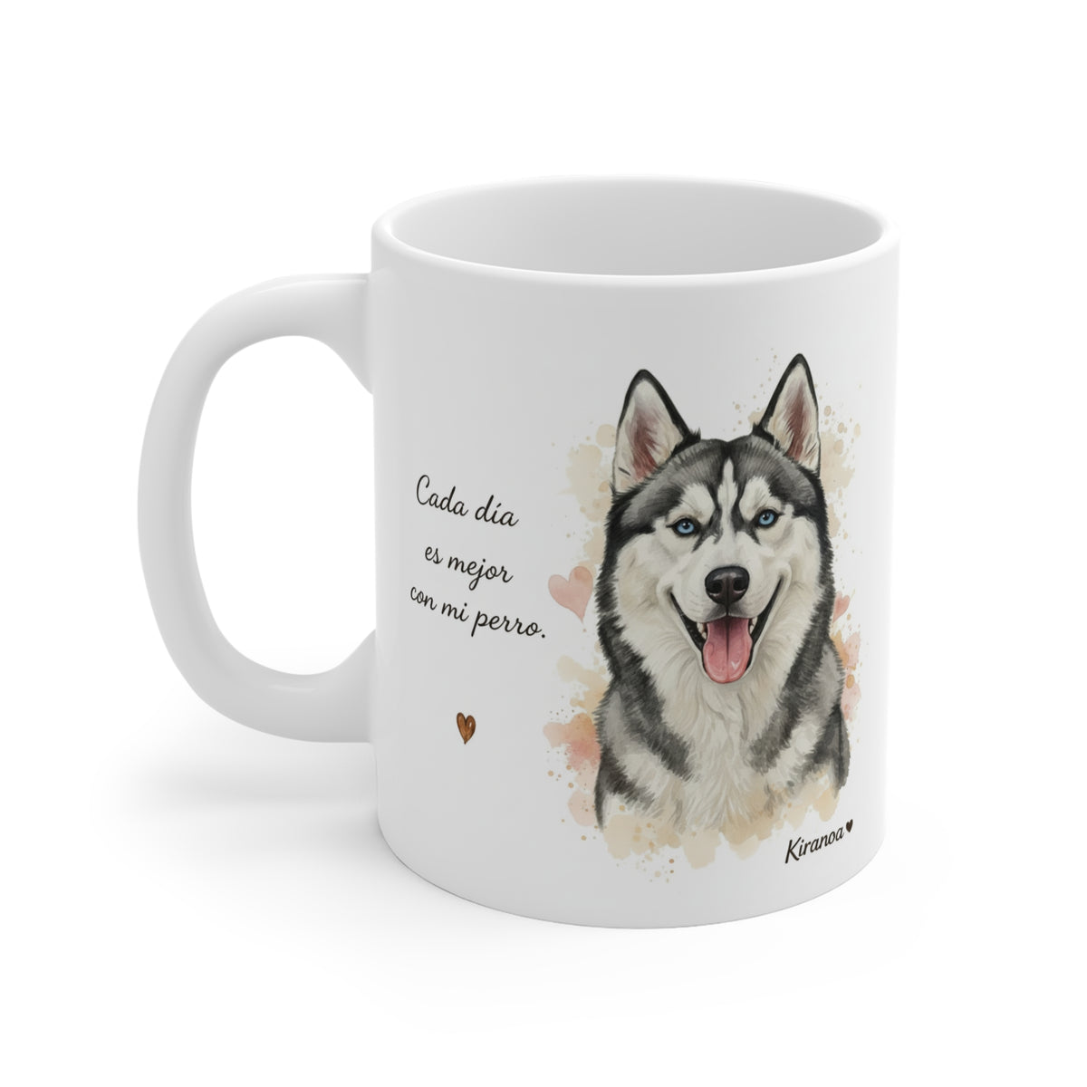 Taza cerámica Husky Siberiano con diseño impreso en ambas caras – vista trasera