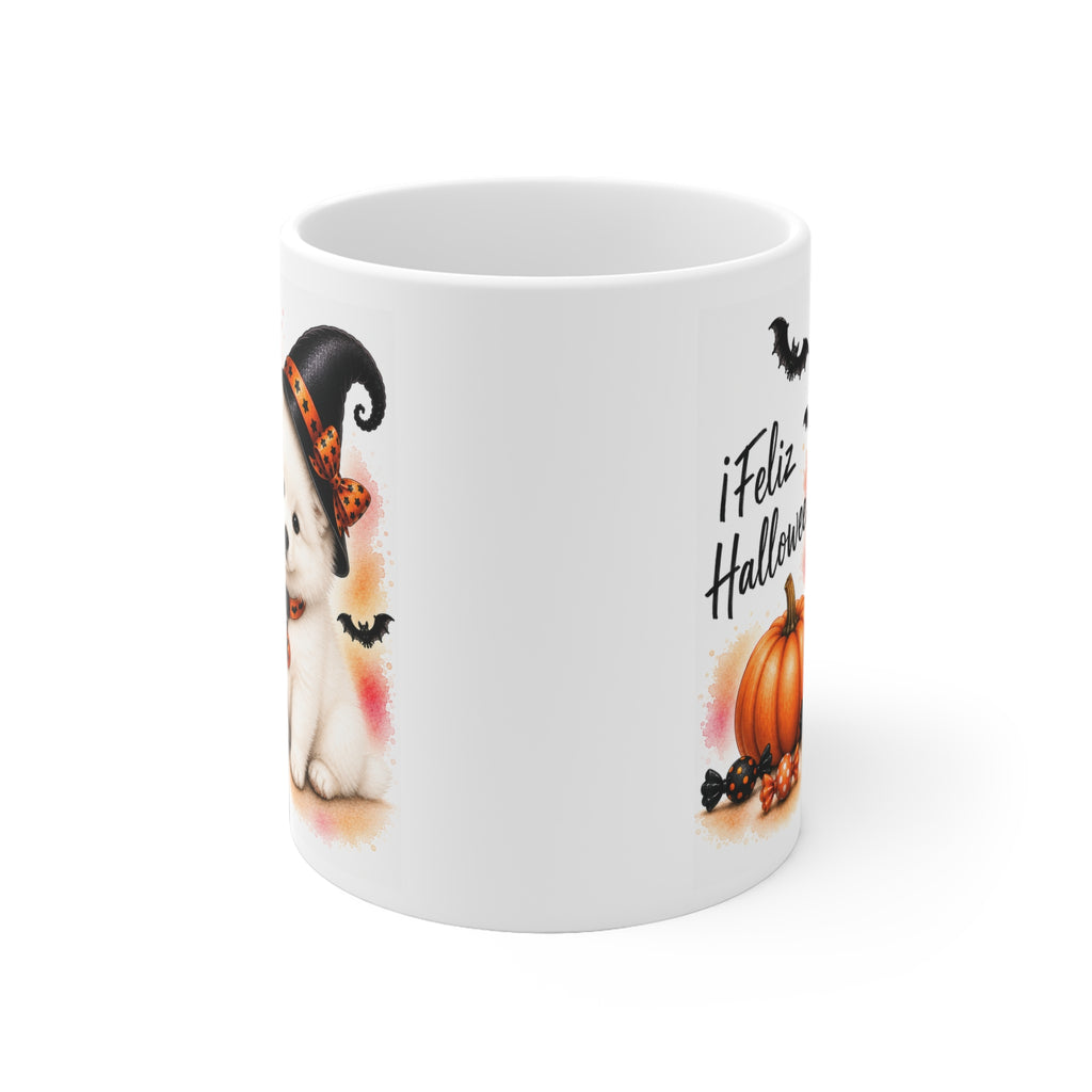 Taza cerámica Samoyedo 325 ml edición Halloween vista lateral Kiranoa