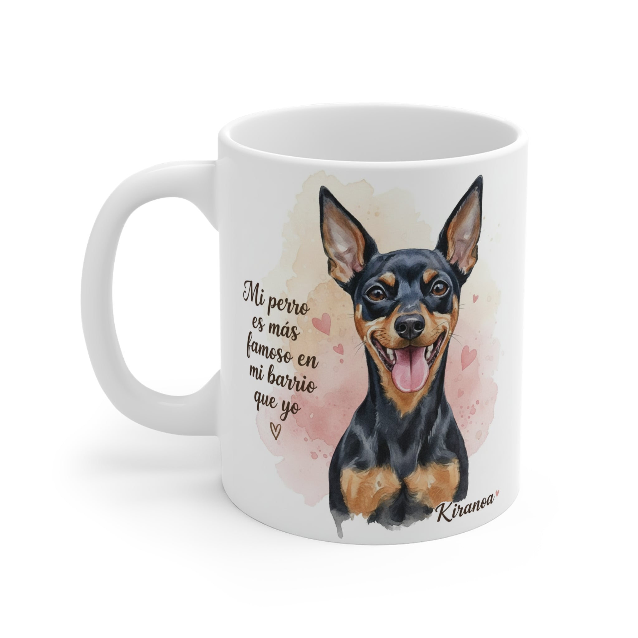 Taza cerámica Pinscher Miniatura con diseño impreso en ambas caras – vista trasera