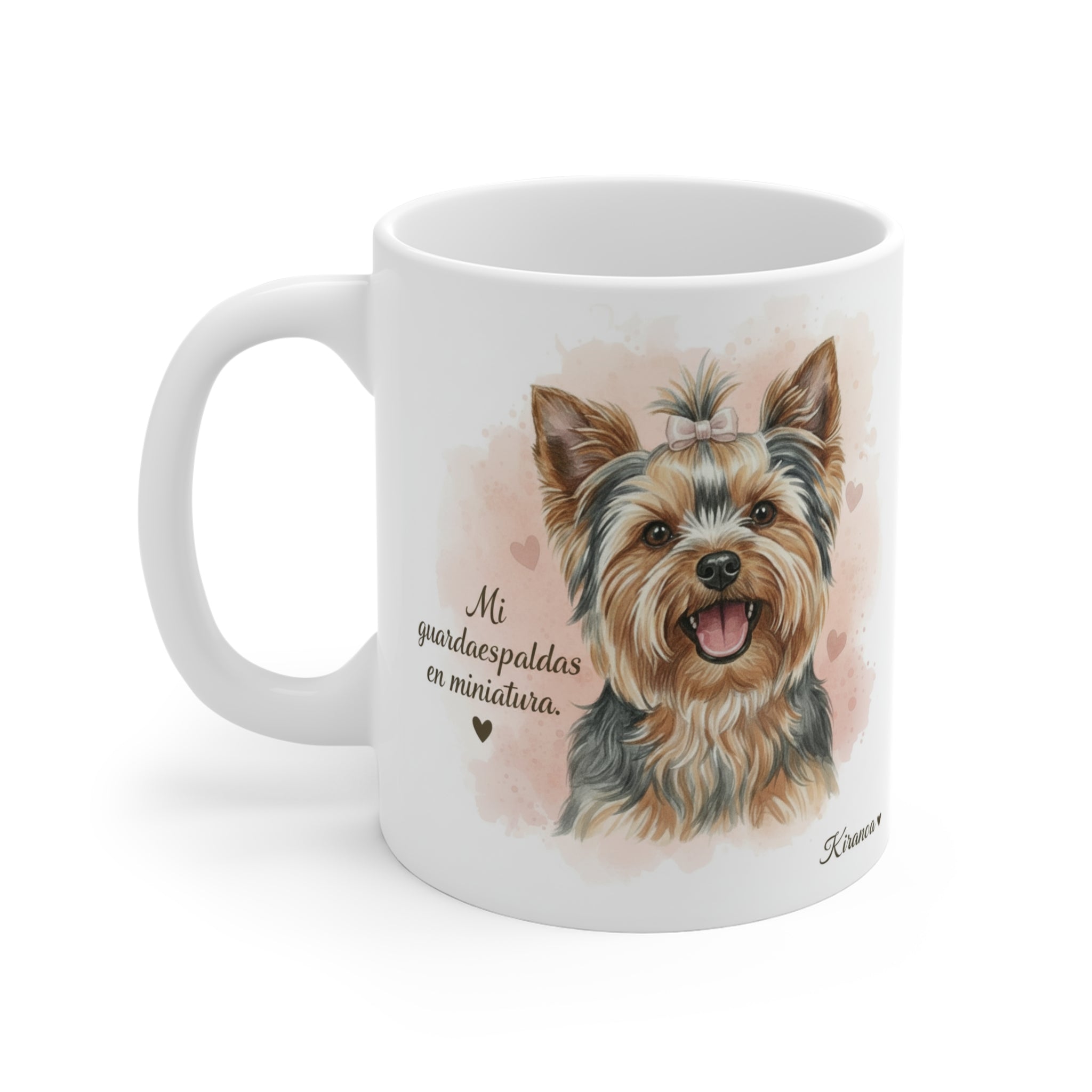 Taza cerámica Yorkshire Terrier con diseño impreso en ambas caras – vista trasera