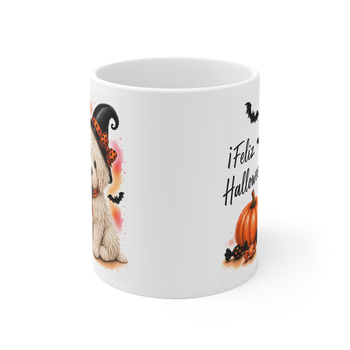 Taza cerámica Komondor 325 ml edición Halloween vista lateral Kiranoa