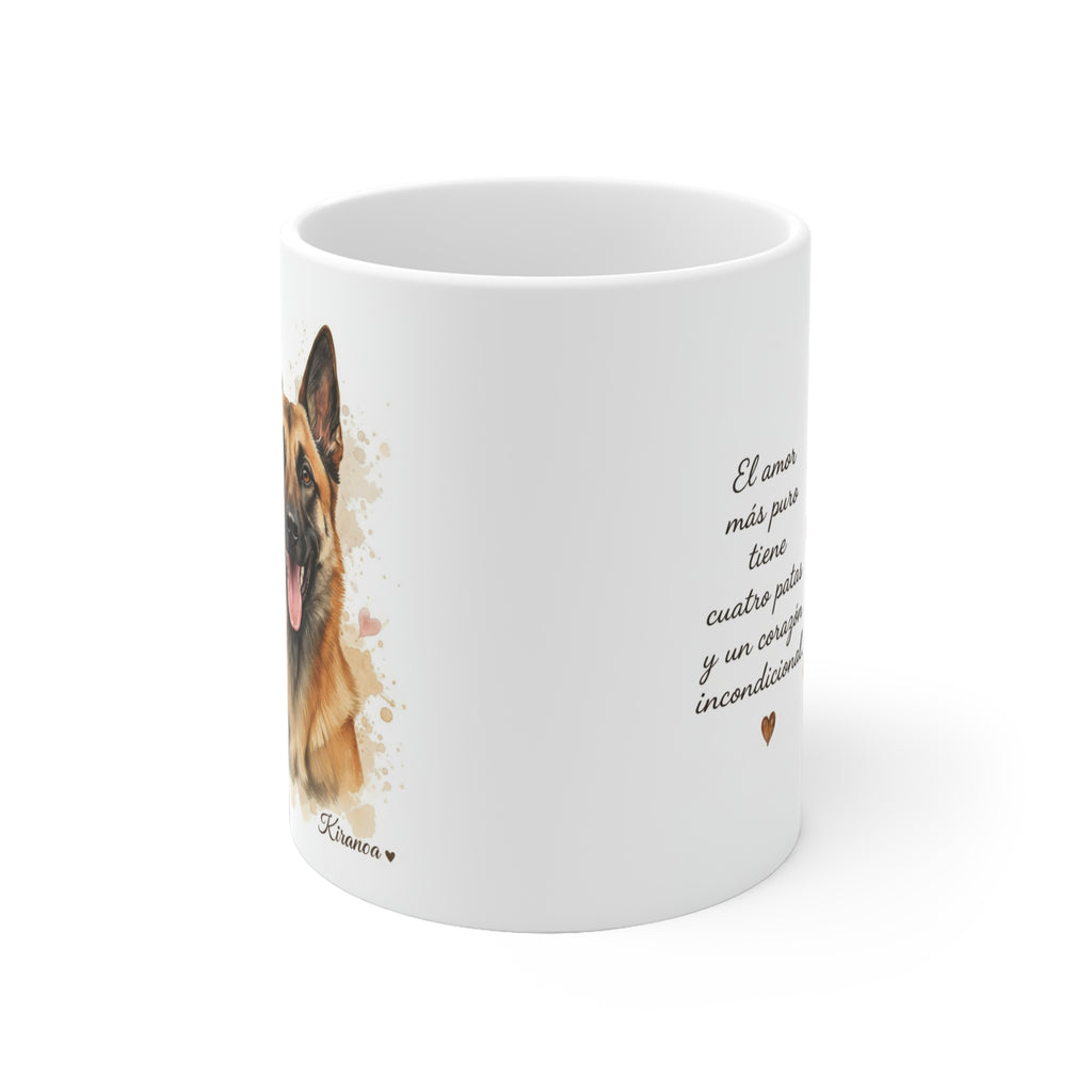 Taza cerámica Malinois Leonado 325 ml – vista lateral