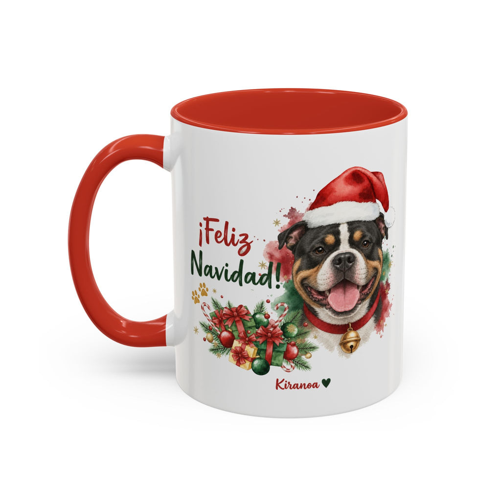 Taza Navideña American Bully Tricolor | ¡Feliz Navidad!