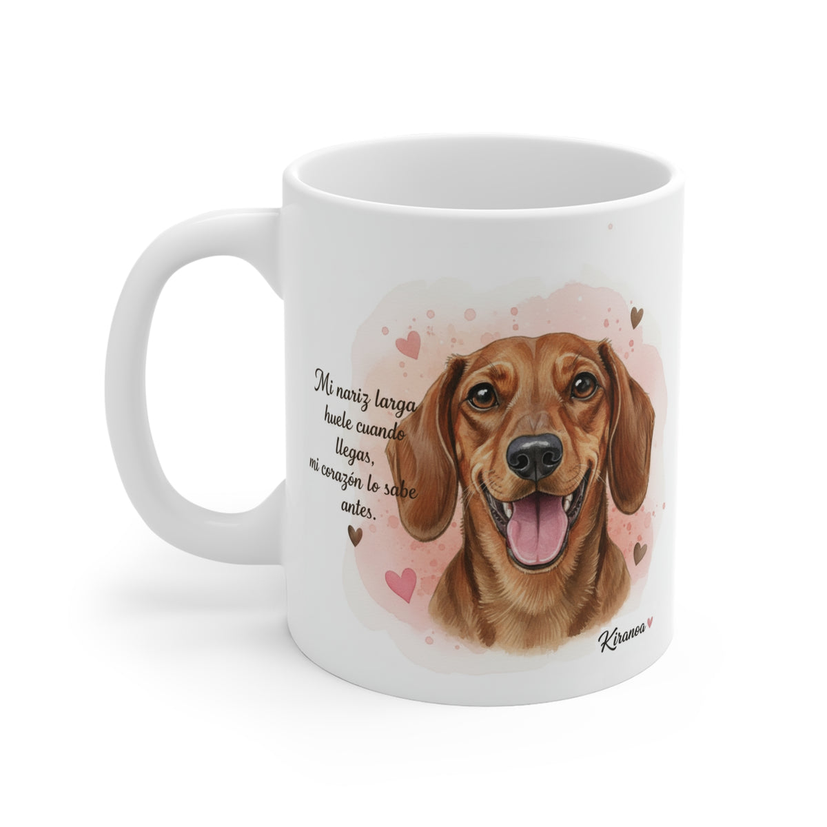 Taza cerámica Dachshund Teckel con diseño impreso en ambas caras – vista trasera
