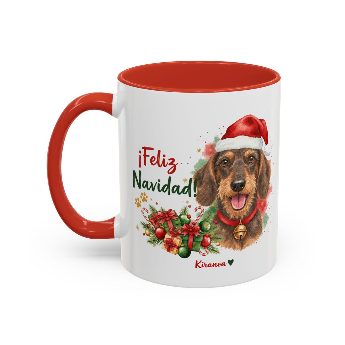Taza Navideña Dachshund Pelo Duro | ¡Feliz Navidad!