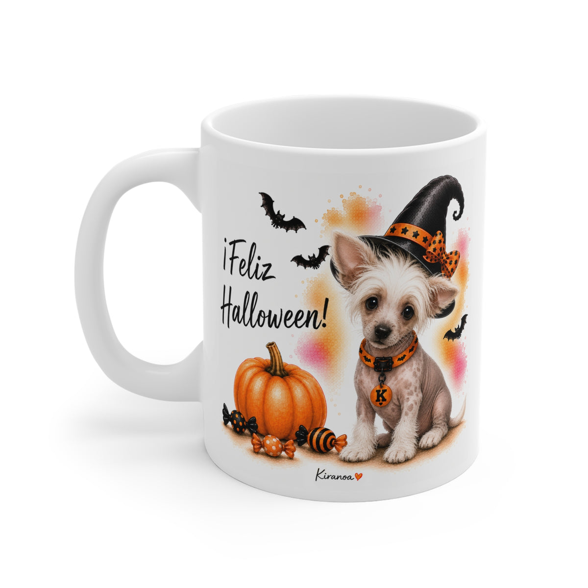 Taza cerámica Crestado Chino Halloween con diseño impreso en ambas caras vista trasera Kiranoa