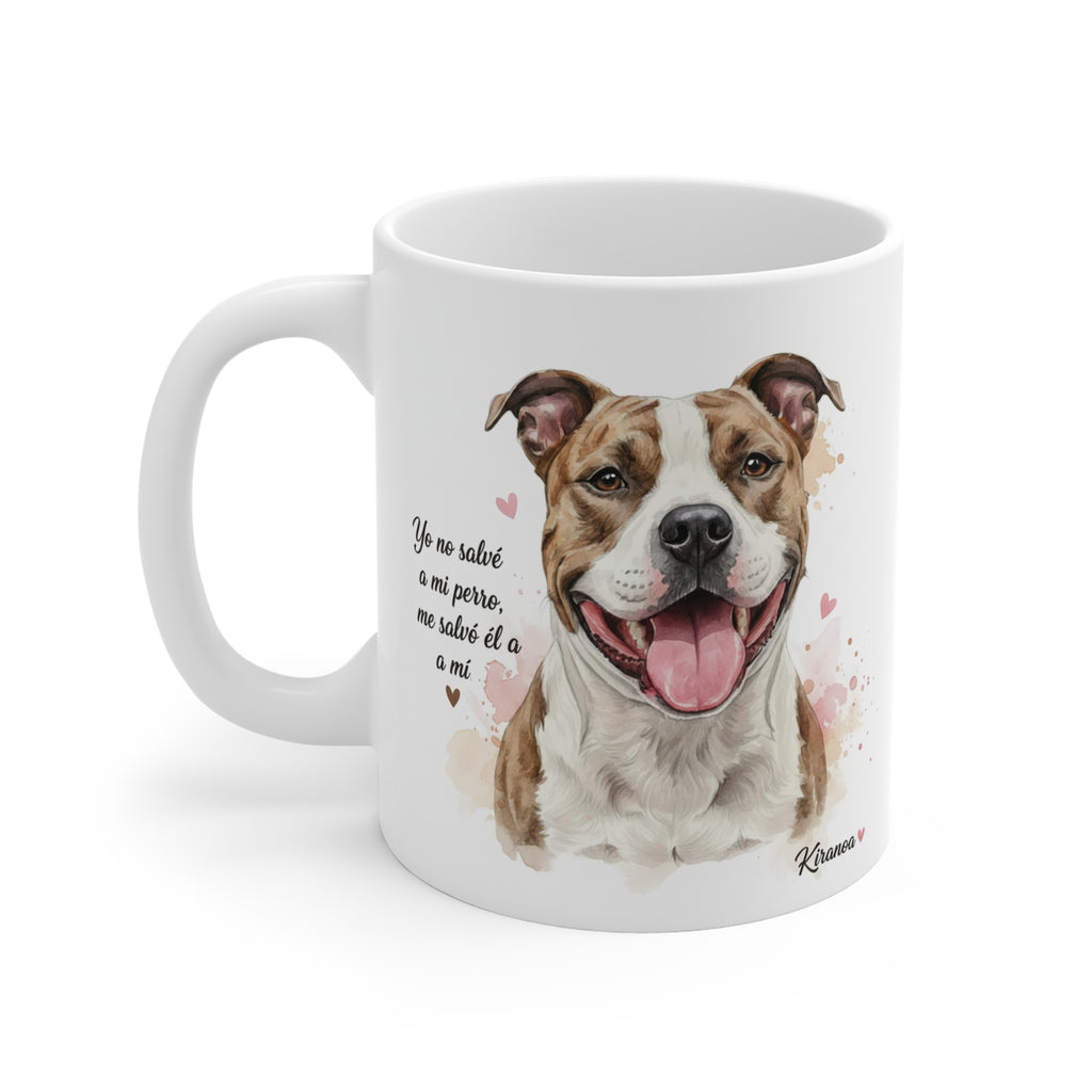 Taza de cerámica con diseño impreso parte trasera de un American Staffordshire Terrier