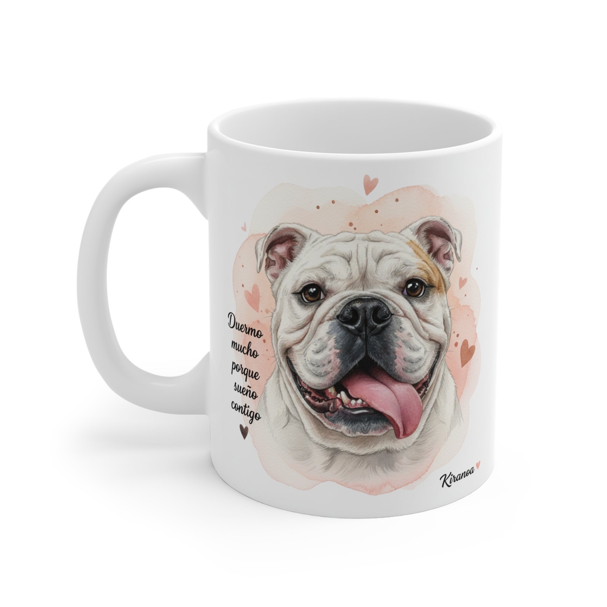 Taza Bulldog Inglés cara trasera — diseño impreso en ambas caras — Kiranoa
