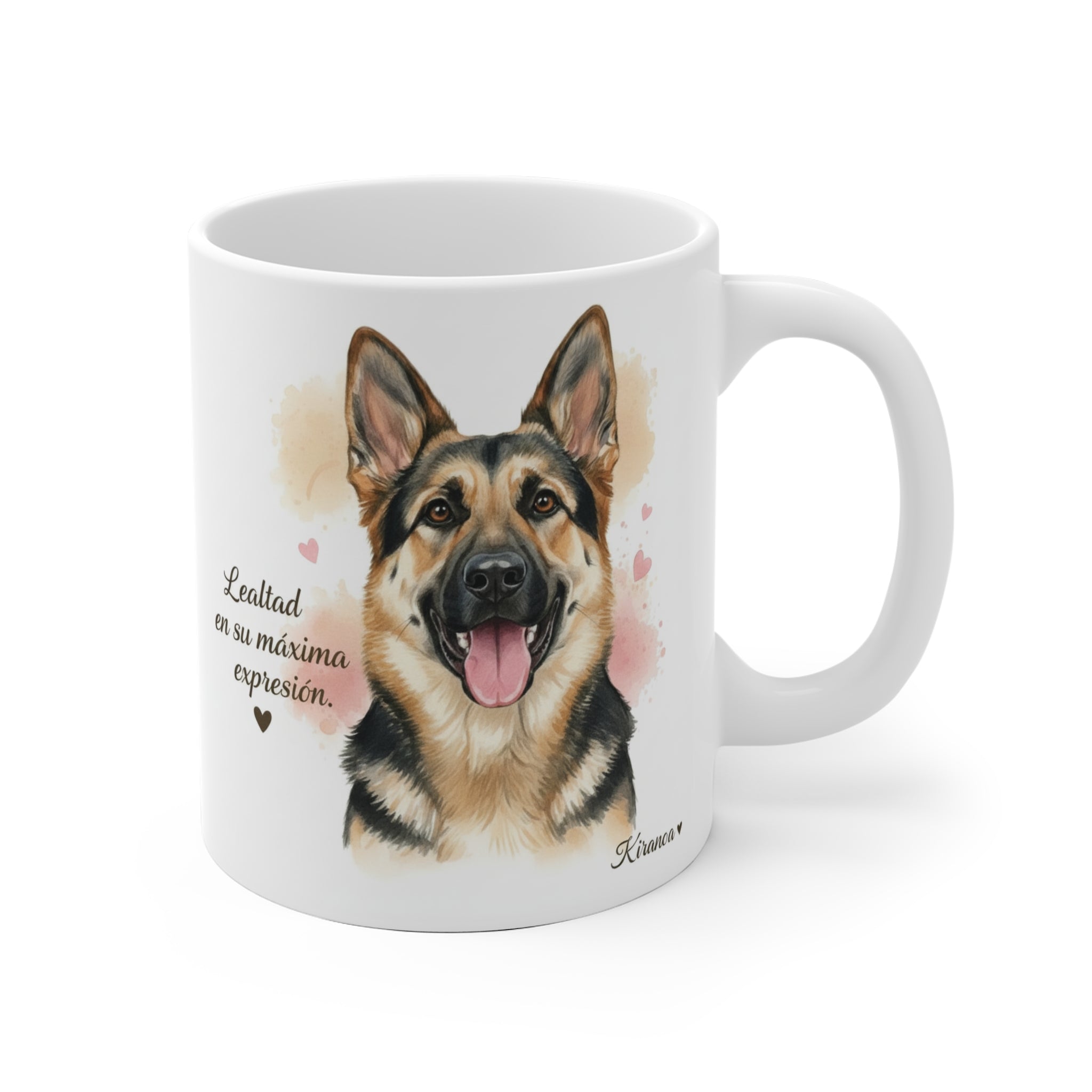 Taza de cerámica con ilustración de Pastor Alemán y la frase Lealtad en su máxima expresión – Kiranoa