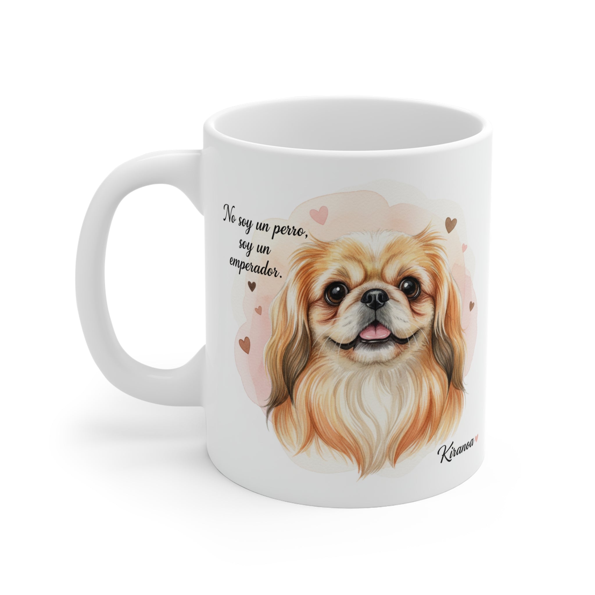 Reverso de la taza Pequinés con diseño impreso en ambas caras – Kiranoa