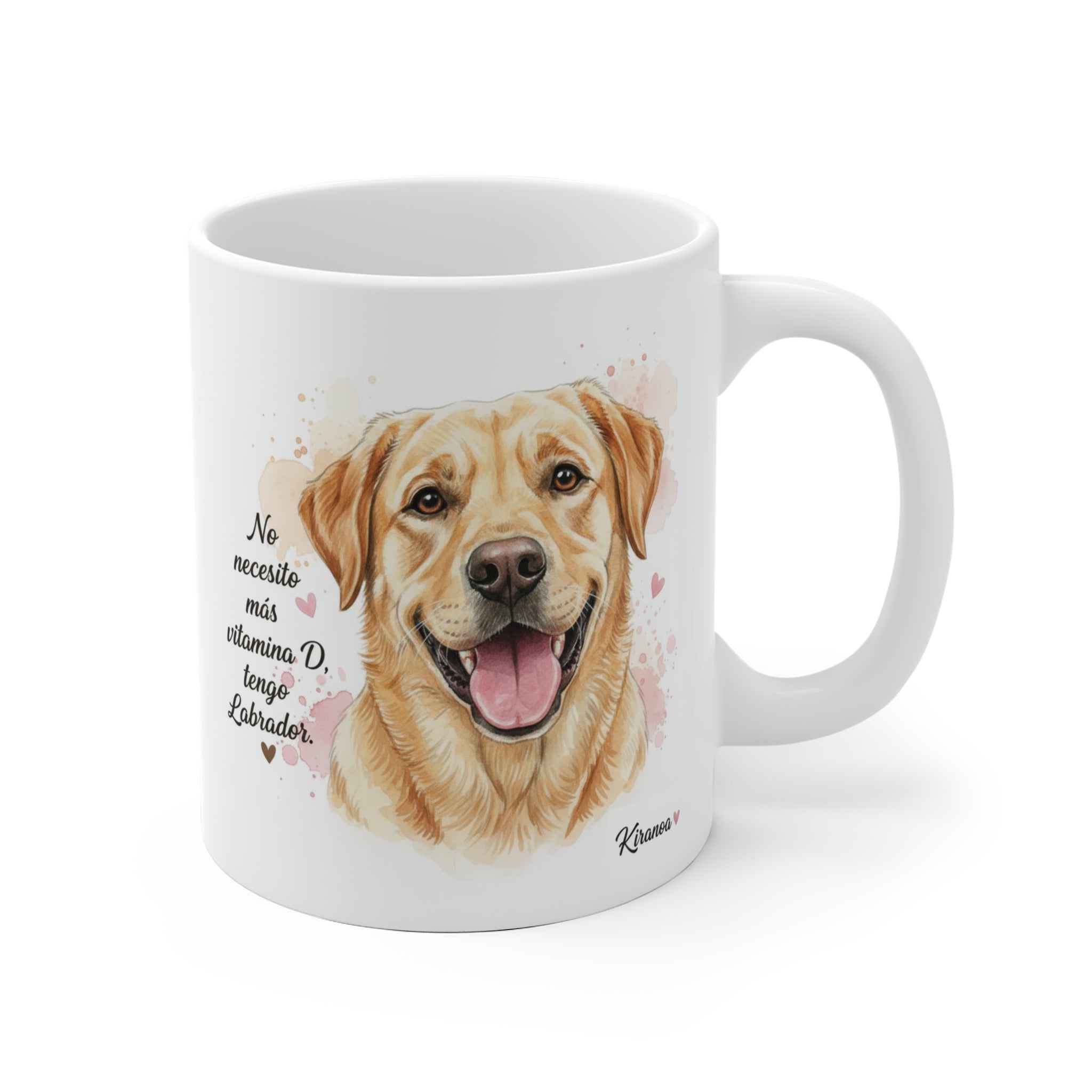 Taza cerámica Labrador con frase No necesito más vitamina D tengo Labrador – vista frontal