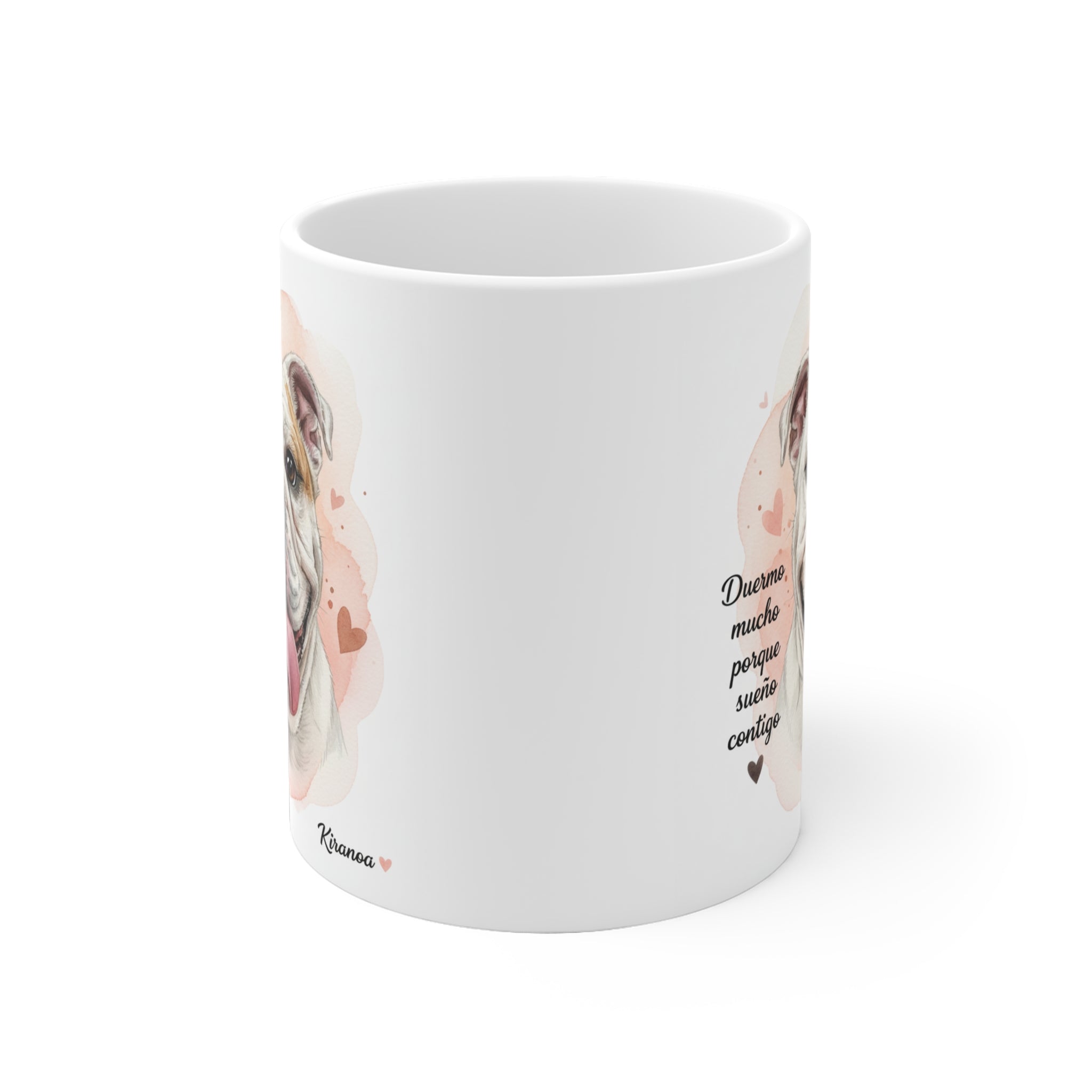 Taza Bulldog Inglés vista lateral — cerámica 325 ml — Kiranoa