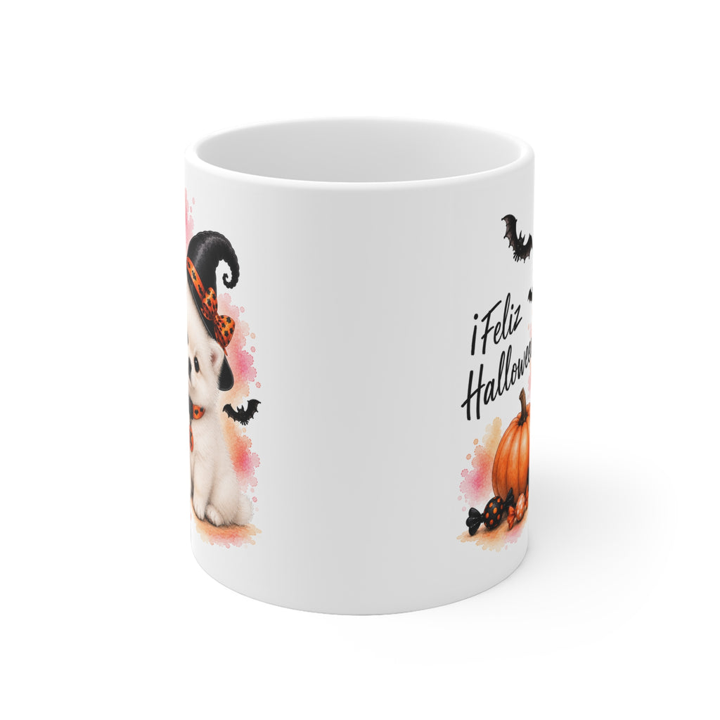 Taza cerámica Pomerania Blanco 325 ml edición Halloween – vista lateral