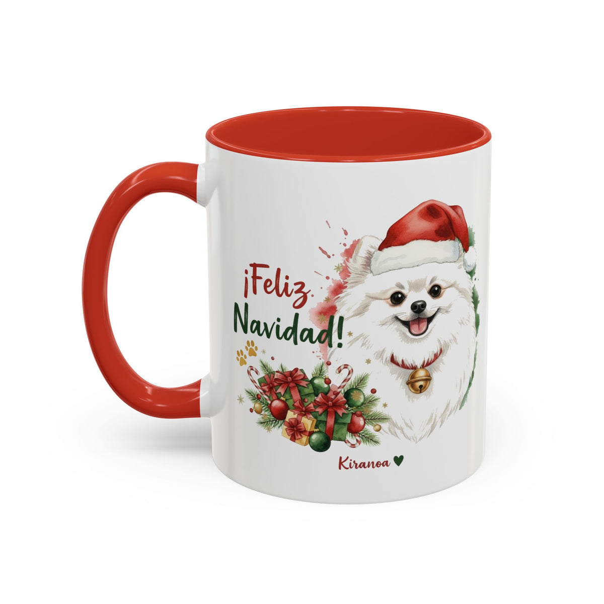 Taza Navideña Pomerania Blanco | ¡Feliz Navidad!
