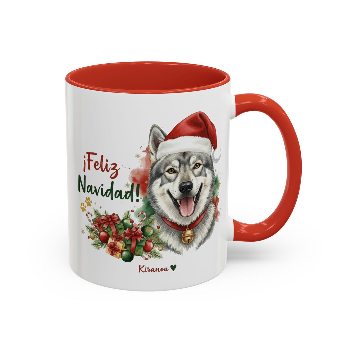 Taza Navideña Perro Lobo Checoslovaco | ¡Feliz Navidad!